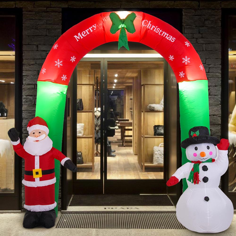 Bakaji Arco Gonfiabile Babbo Natale e Pupazzo di Neve Con Luci a LED Altezza 250 cm Sistema Autogonfiabile Protezione IP44 Addobbo e Decorazione Natalizia da Esterno 